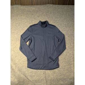 Under Armour Men's Coldgear Sweater Quarter Zip Golf Loose Jacket Small Blue
